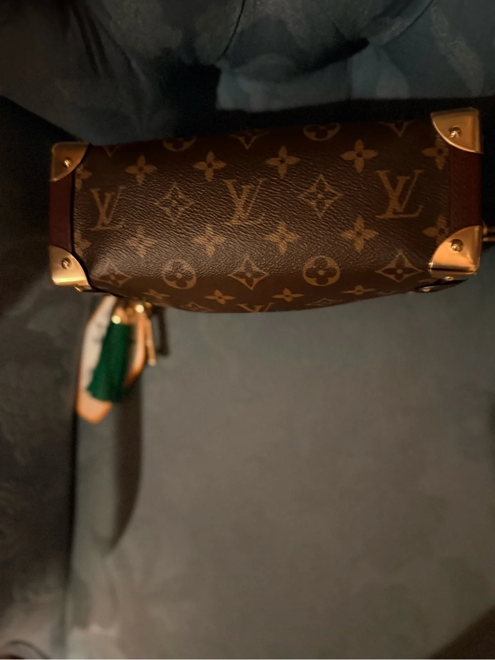 Louis Vuitton Monogram Canvas Mini Trunk Bag with Green Tassel, Limited Edition